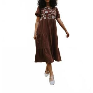NEW ORANGE CREEK daphne midi dress in brown